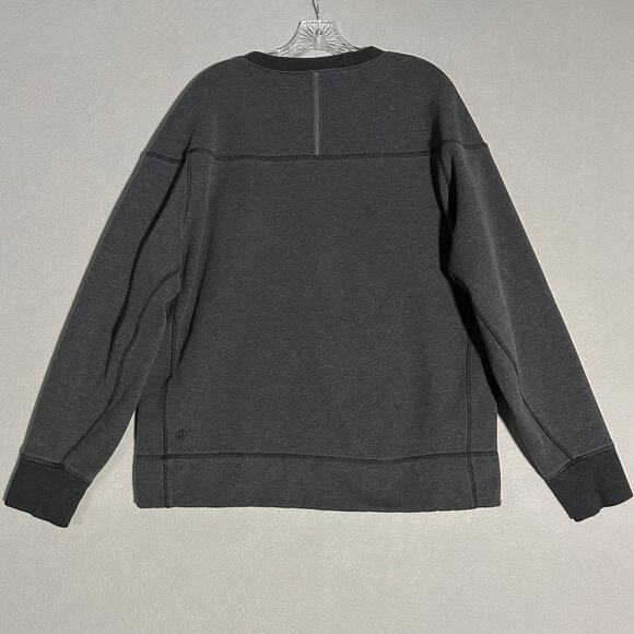 Lululemon Men’s Revolve Long Sleeve Sweatshirt Heathered Black Fleece Sz Unknown - Picture 2 of 9